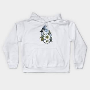 Bluejay and petunias Kids Hoodie